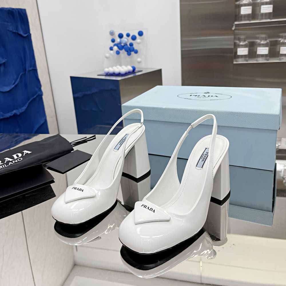 Prada Patent Leather Sling-Back Pumps - FashionPlug