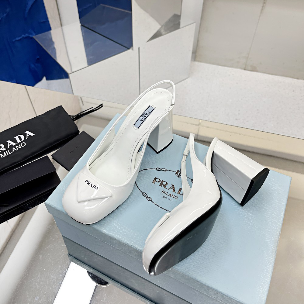 Prada Patent Leather Sling-Back Pumps - FashionPlug