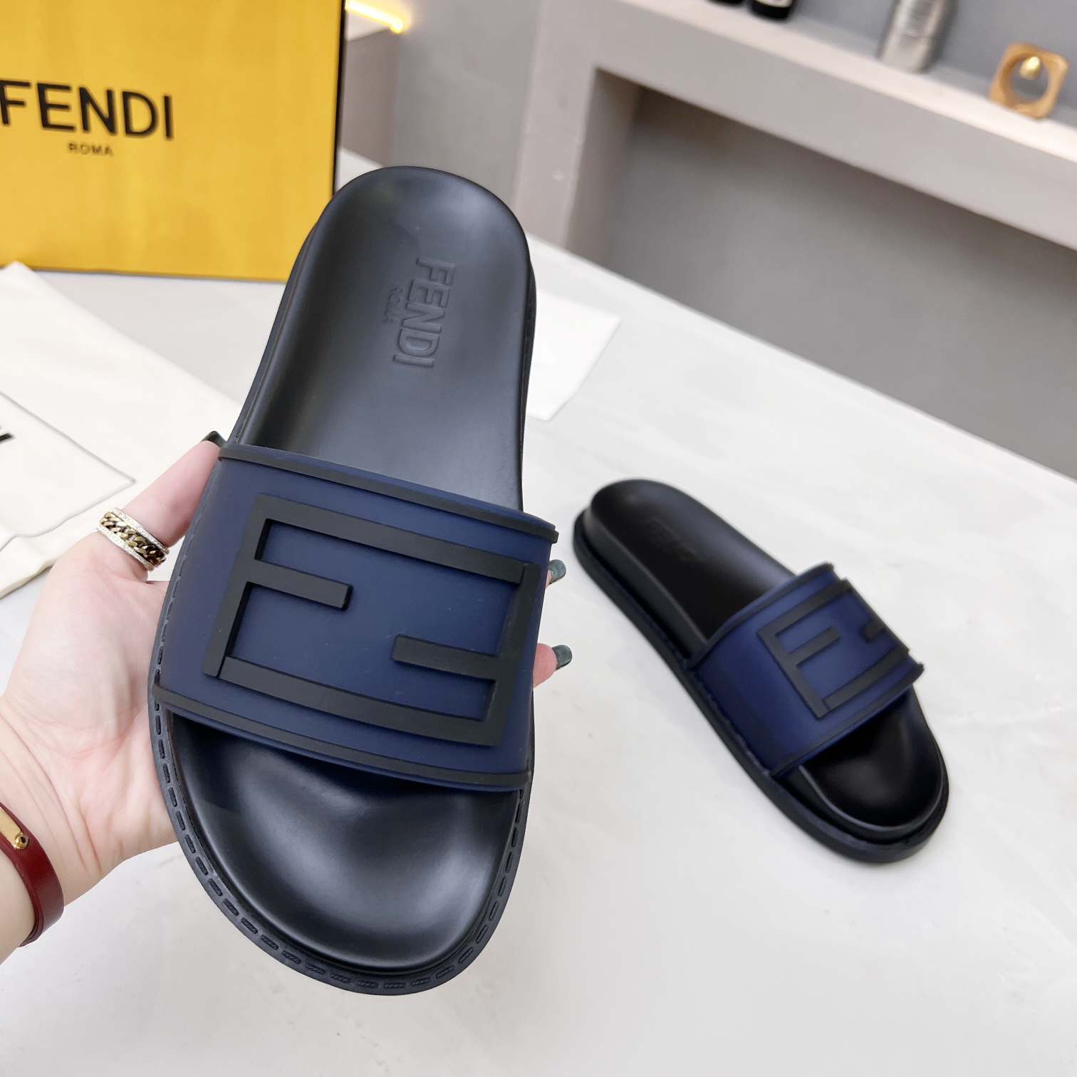 Fendi Baguette Slides - FashionPlug