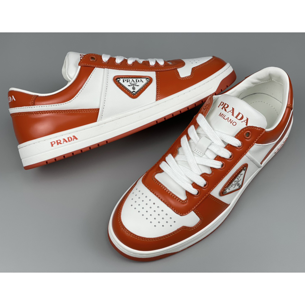 Prada Downtown Leather Sneakers - FashionPlug