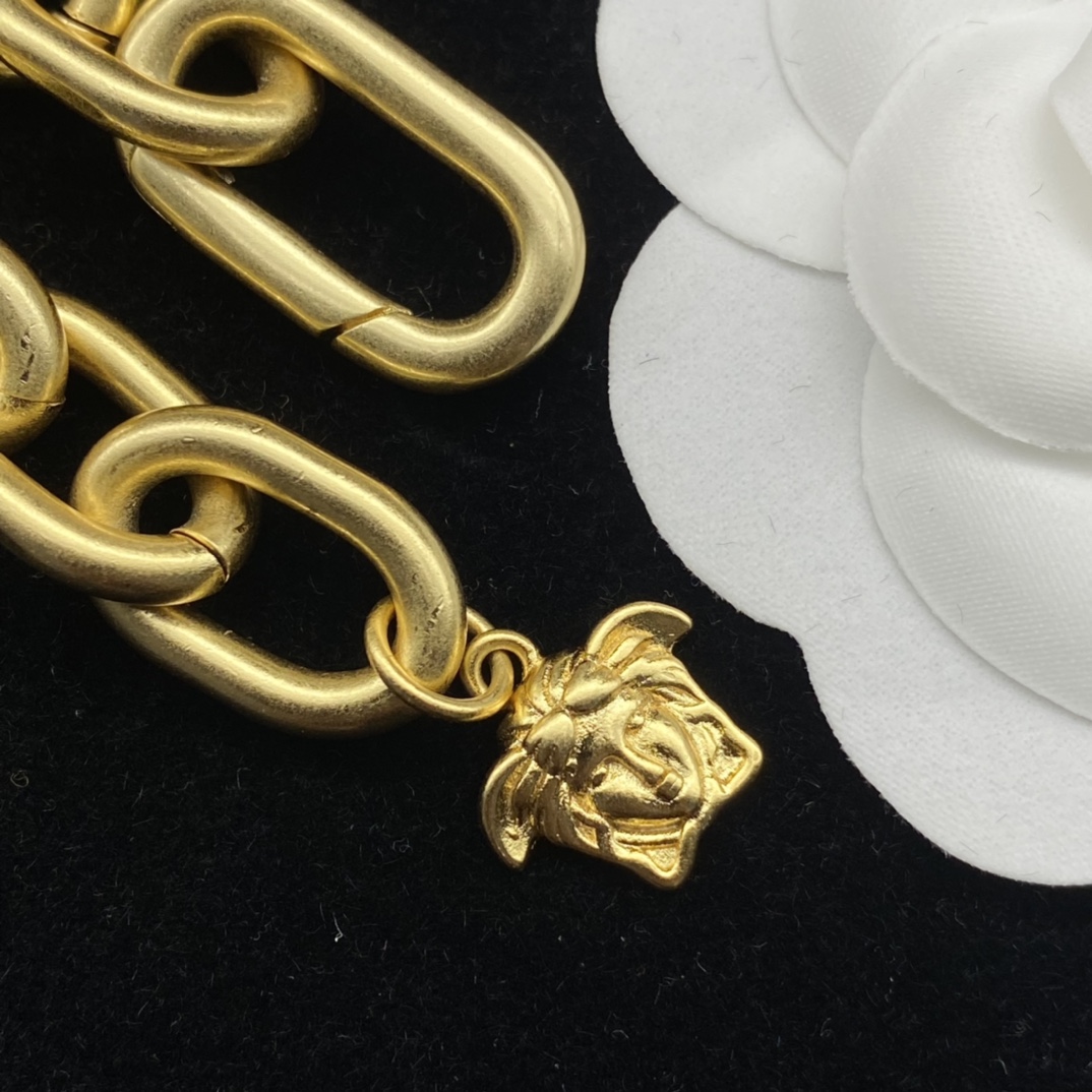 Versace  La Medusa Rhinestone Necklace - FashionPlug