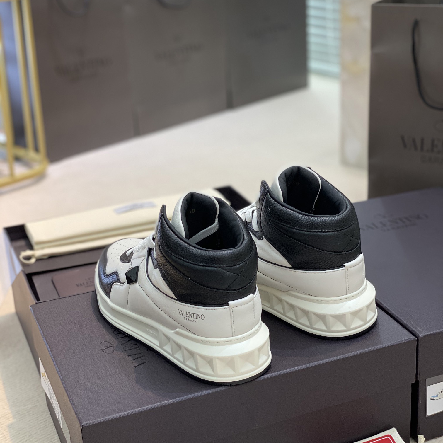 Valenti One Stud Mid-Top Nappa Sneaker - FashionPlug