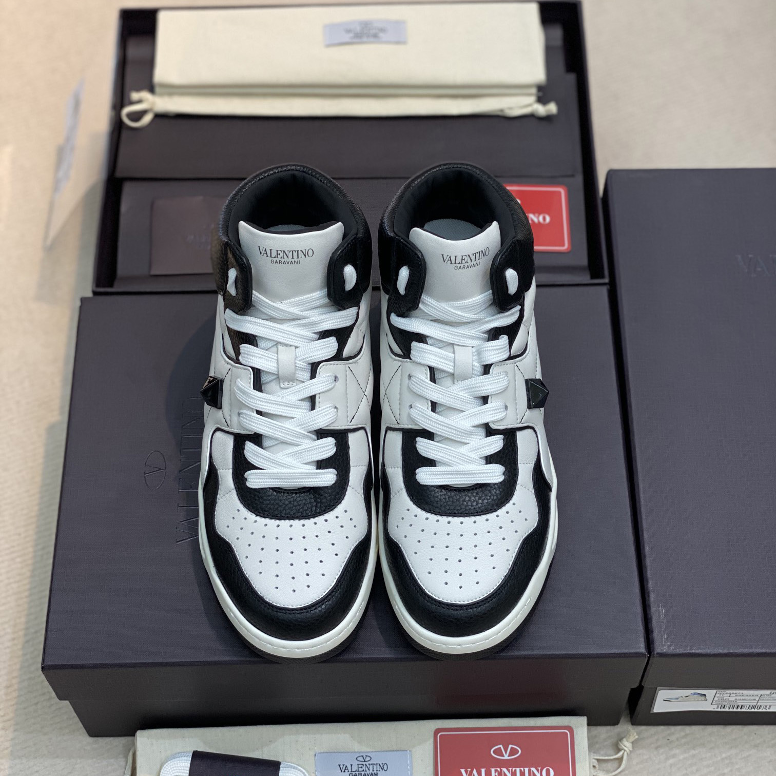 Valenti One Stud Mid-Top Nappa Sneaker - FashionPlug