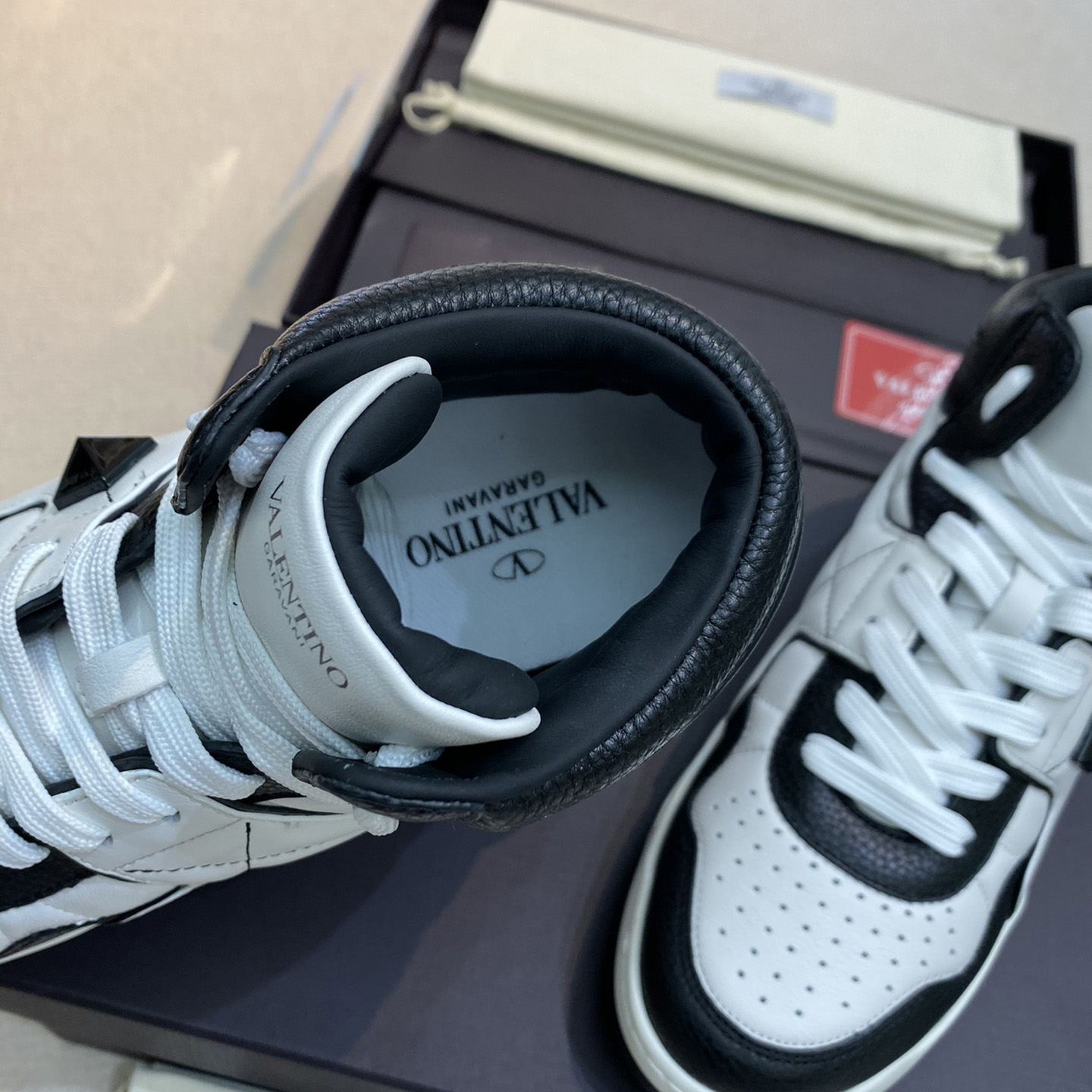 Valenti One Stud Mid-Top Nappa Sneaker - FashionPlug