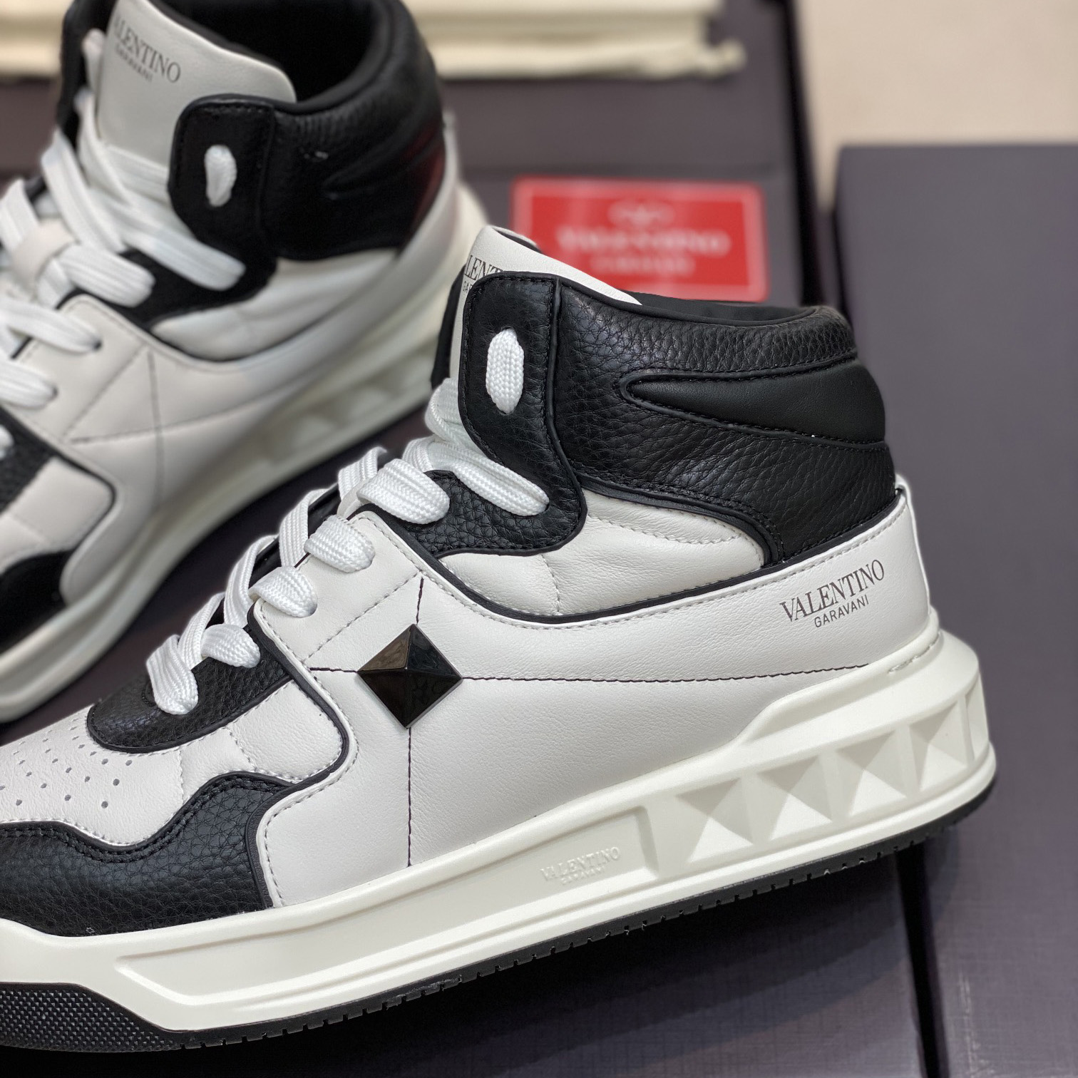 Valenti One Stud Mid-Top Nappa Sneaker - FashionPlug