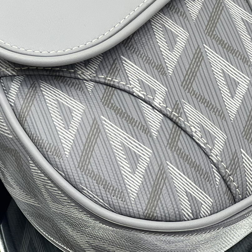Dior Black CD Diamond Canvas And Smooth Calfskin Saddle Bag(26-19-4.5cm) 1ADPO093 - FashionPlug