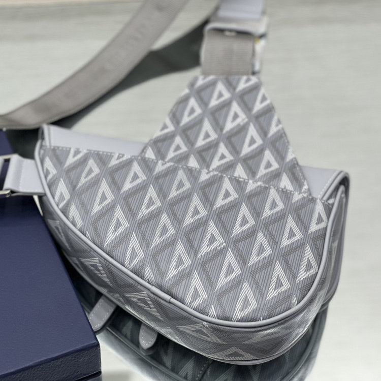 Dior Black CD Diamond Canvas And Smooth Calfskin Saddle Bag(26-19-4.5cm) 1ADPO093 - FashionPlug