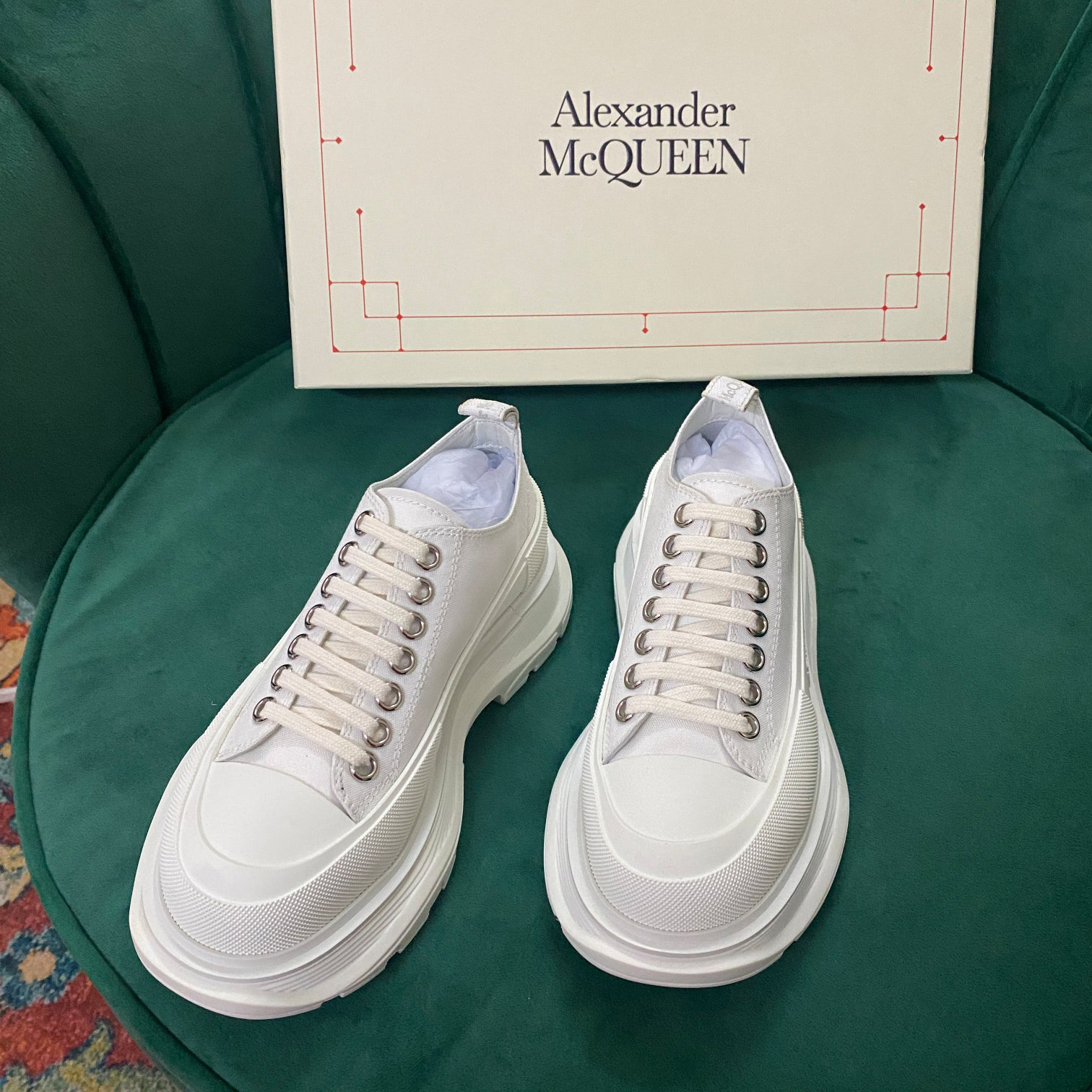 Alexander Mqueen Women's Tread Slick Lace Up In White - FashionPlug