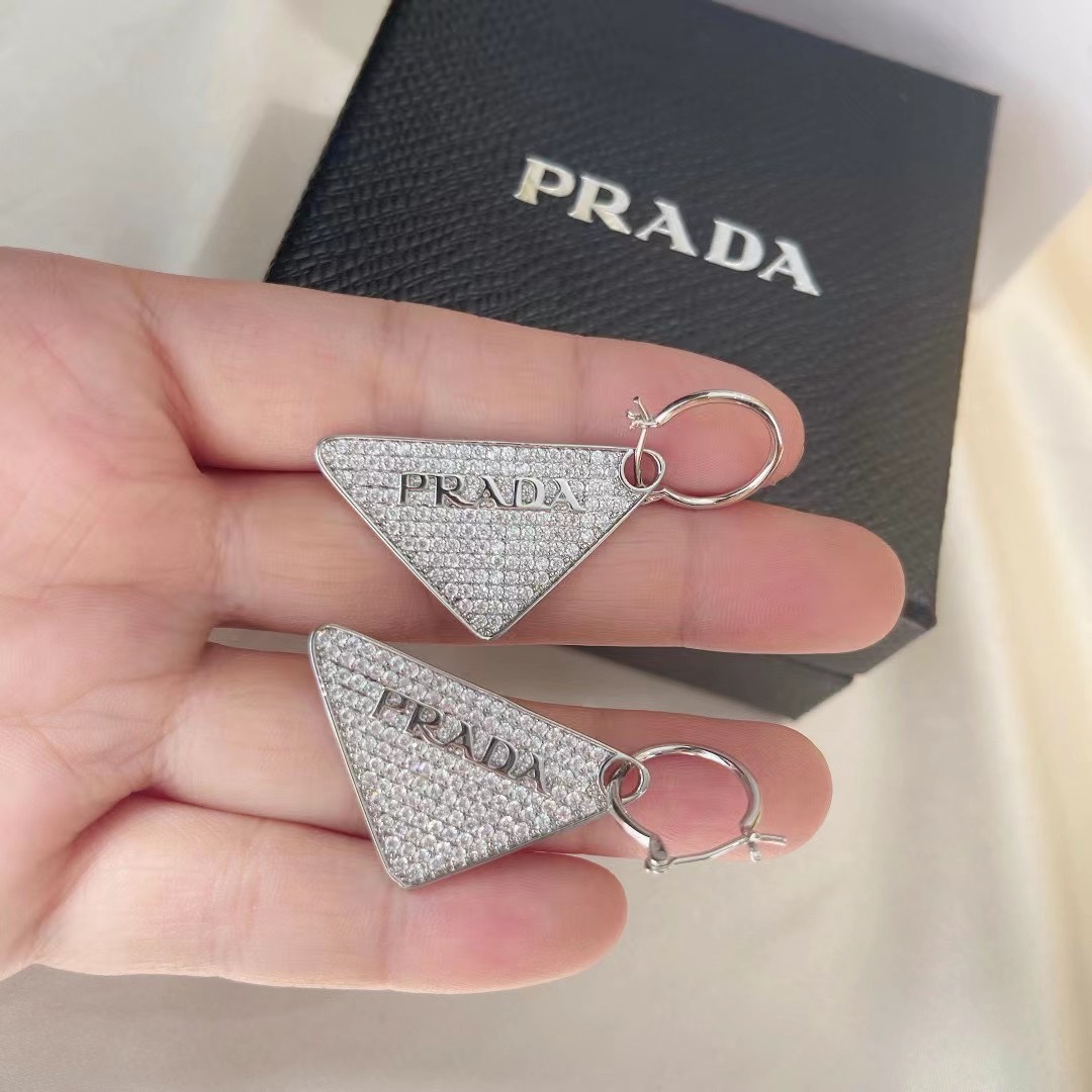 Prada Crystal Logo Jewels Earring - FashionPlug