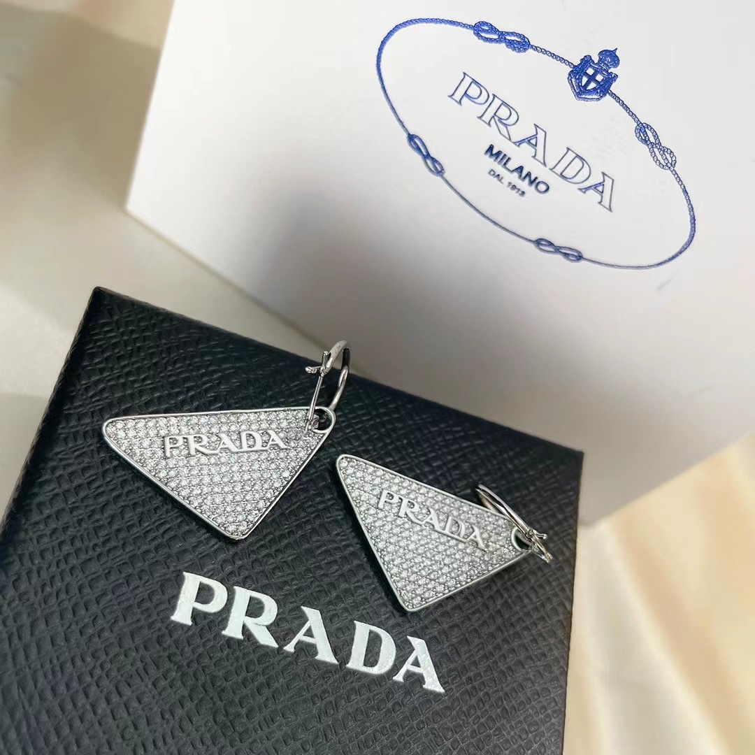 Prada Crystal Logo Jewels Earring - FashionPlug