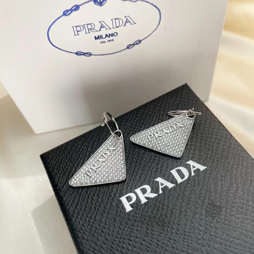 Prada Crystal Logo Jewels Earring - FashionPlug
