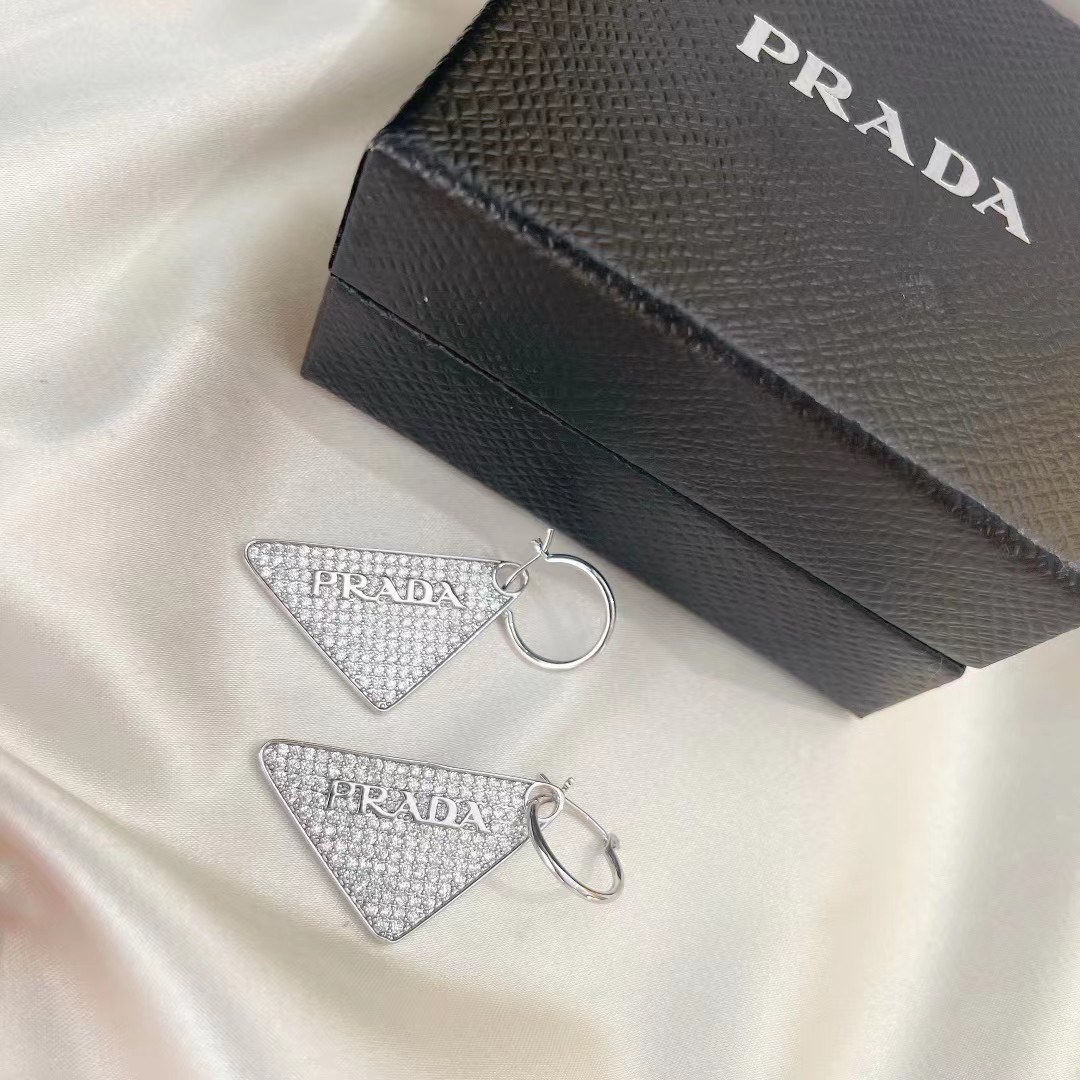 Prada Crystal Logo Jewels Earring - FashionPlug