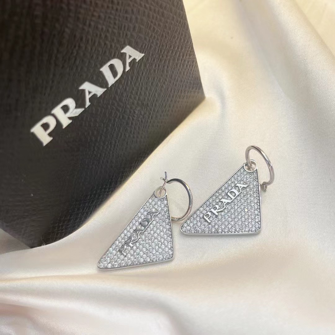 Prada Crystal Logo Jewels Earring - FashionPlug