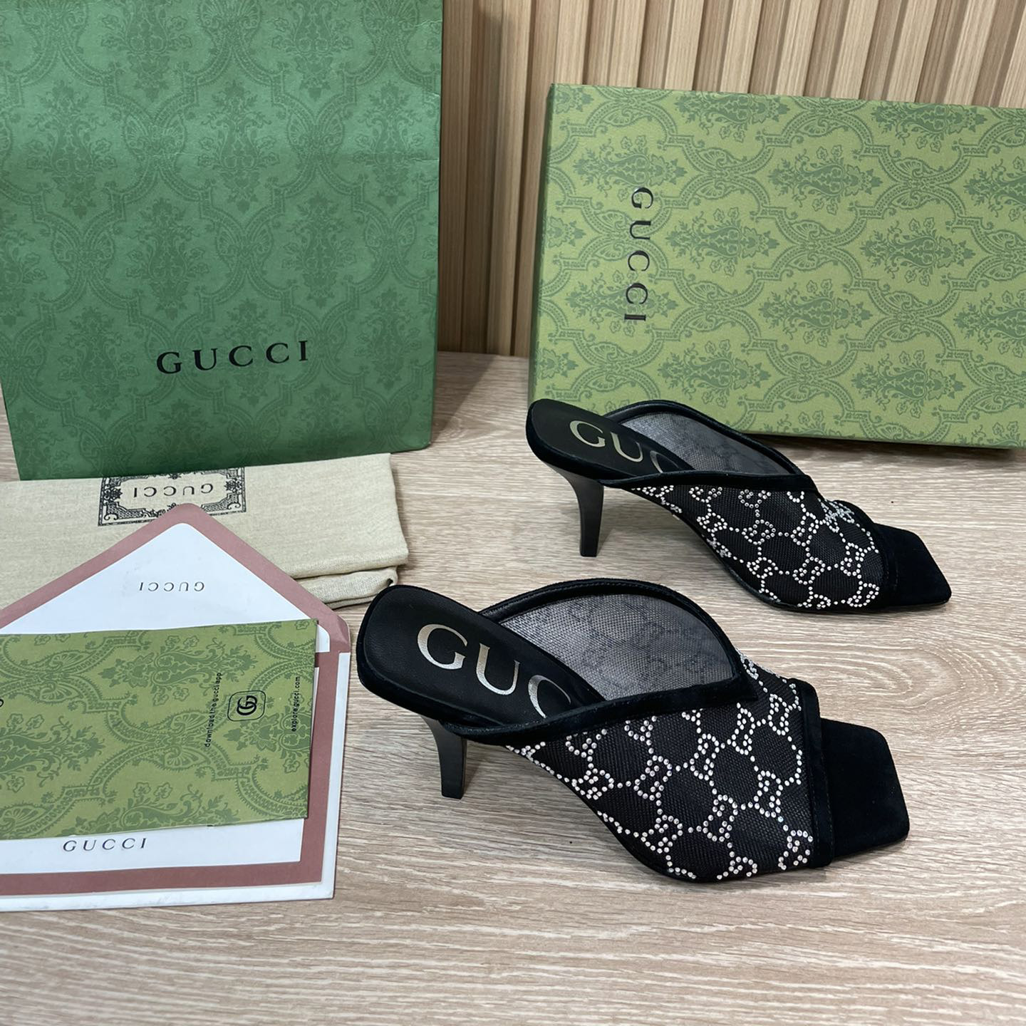 Gucci Women's GG Sandal With Heel Height Of 7.5cm - FashionPlug