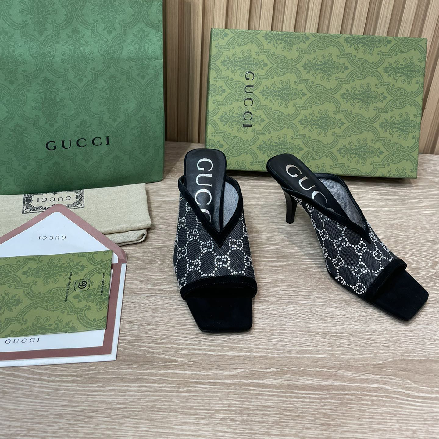 Gucci Women's GG Sandal With Heel Height Of 7.5cm - FashionPlug