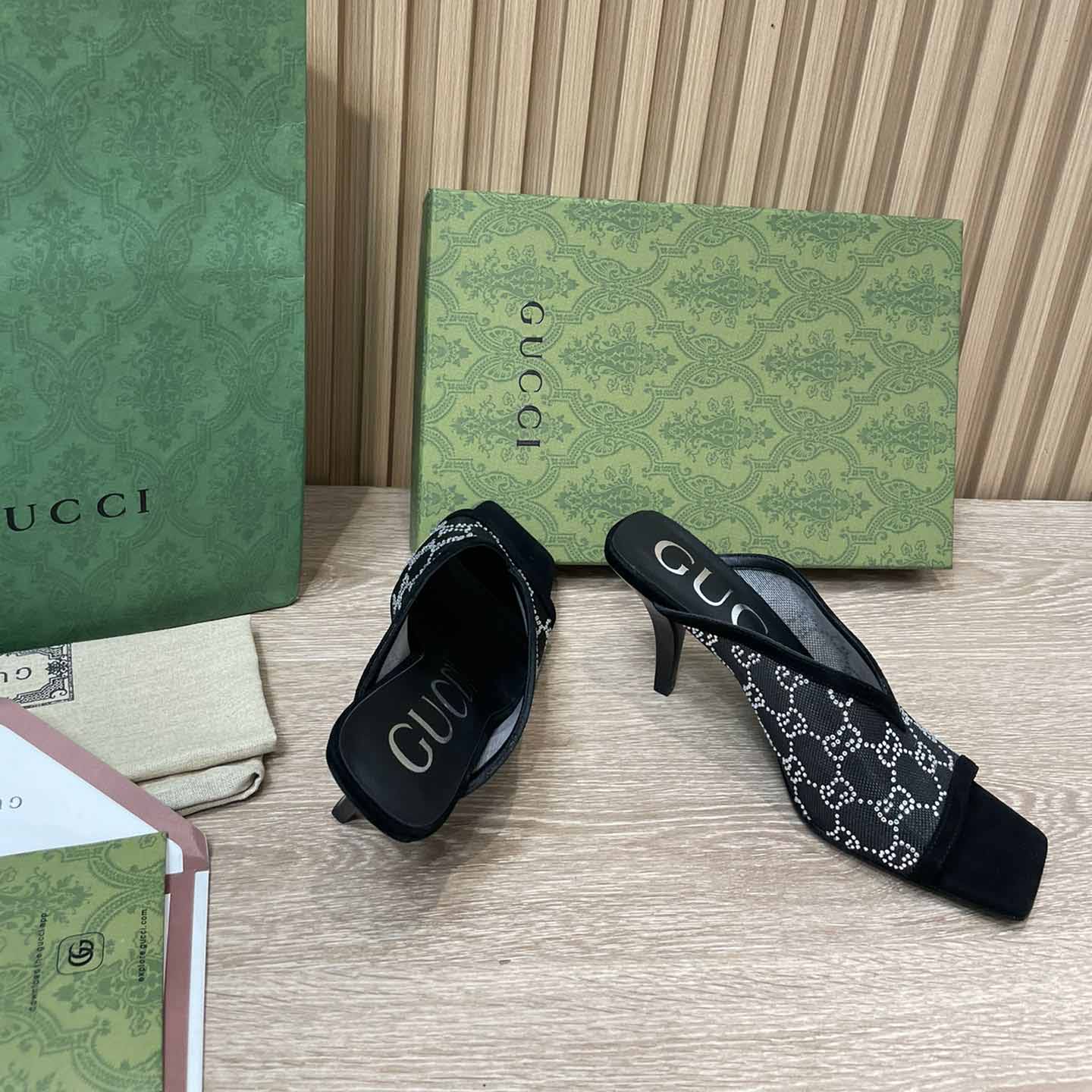 Gucci Women's GG Sandal With Heel Height Of 7.5cm - FashionPlug