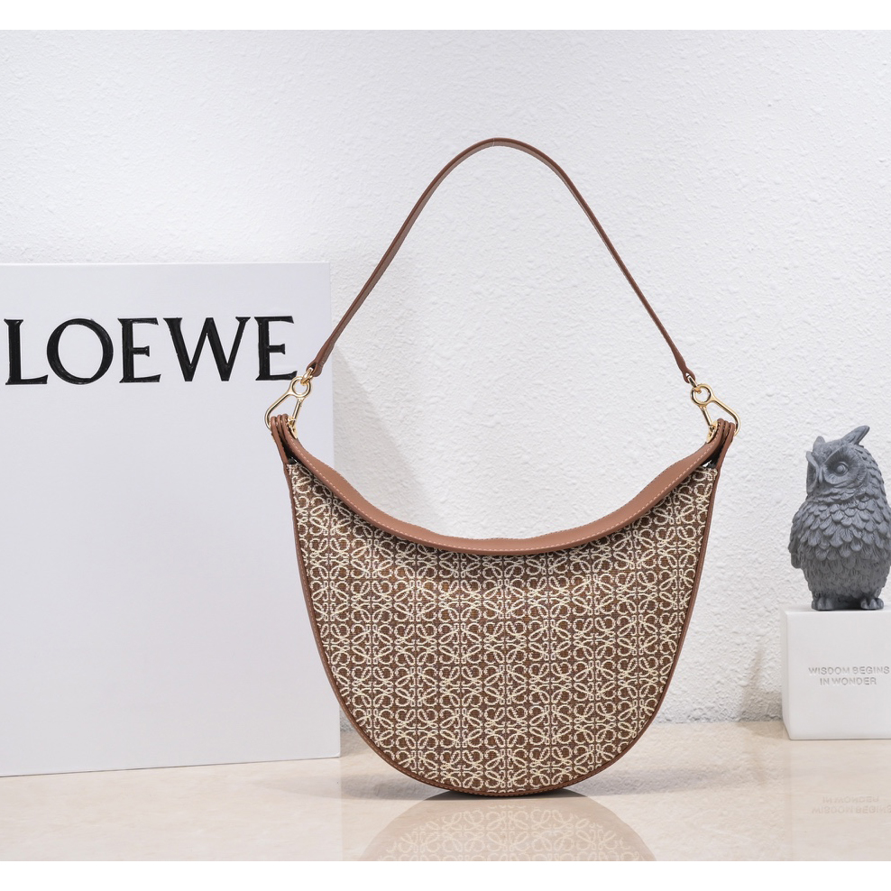 Loewe Luna Bag In Anagram Jacquard And Classic Calfskin(29.5-27-8cm) - FashionPlug