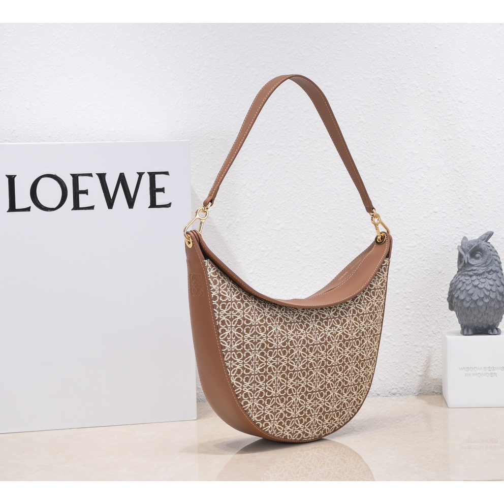 Loewe Luna Bag In Anagram Jacquard And Classic Calfskin(29.5-27-8cm) - FashionPlug