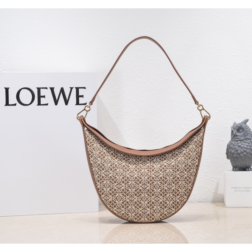 Loewe Luna Bag In Anagram Jacquard And Classic Calfskin(29.5-27-8cm) - FashionPlug
