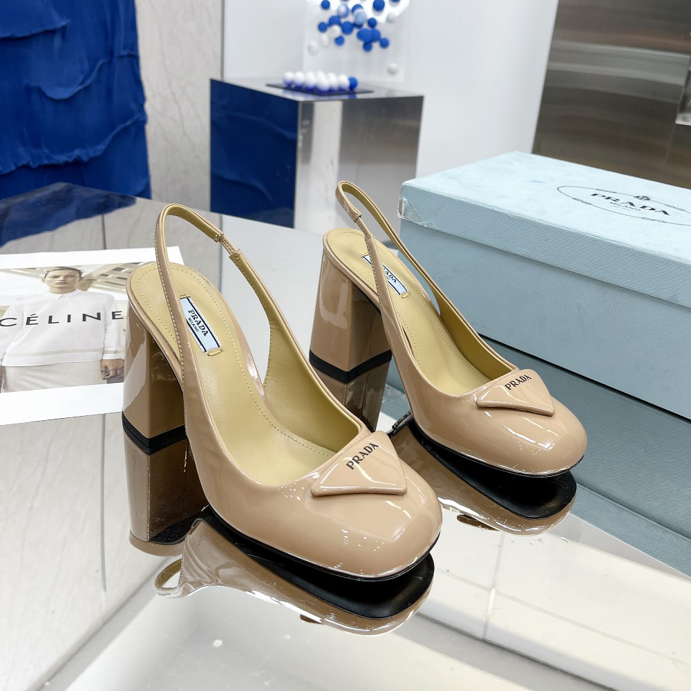 Prada Patent Leather Sling-Back Pumps - FashionPlug