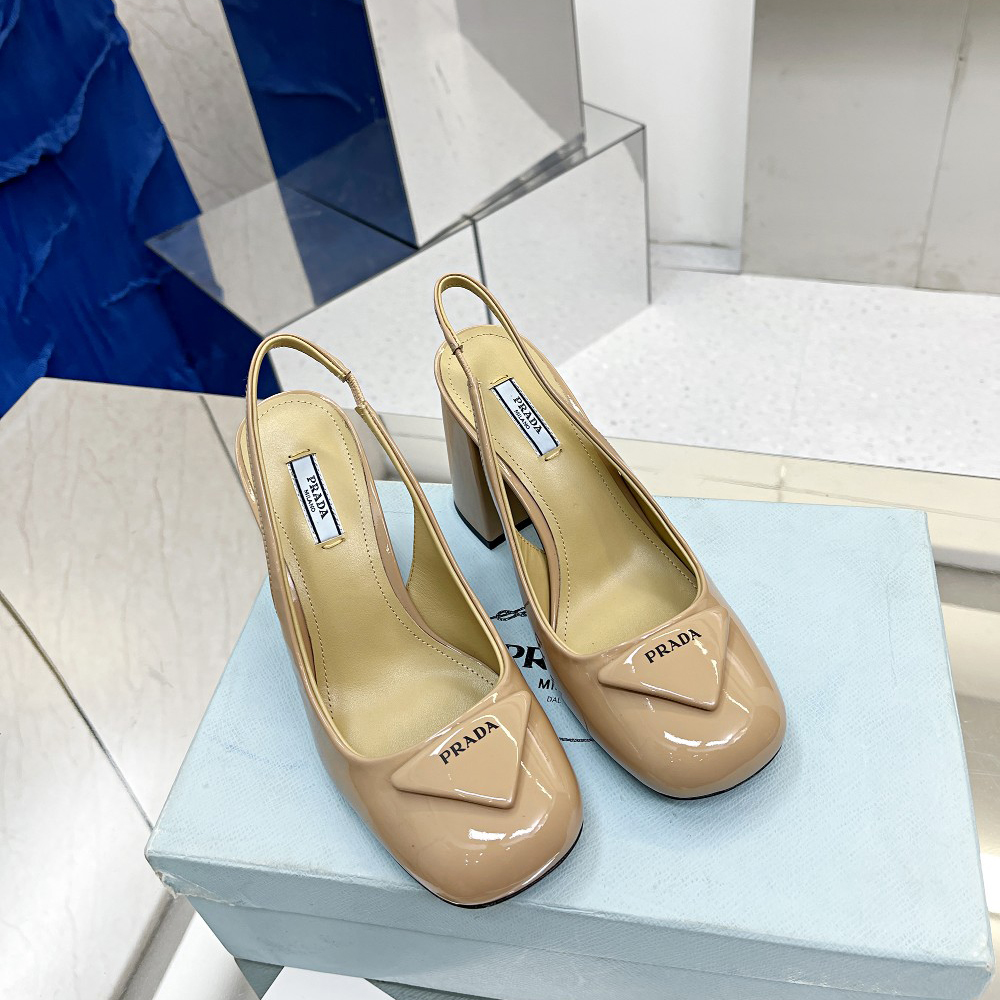 Prada Patent Leather Sling-Back Pumps - FashionPlug
