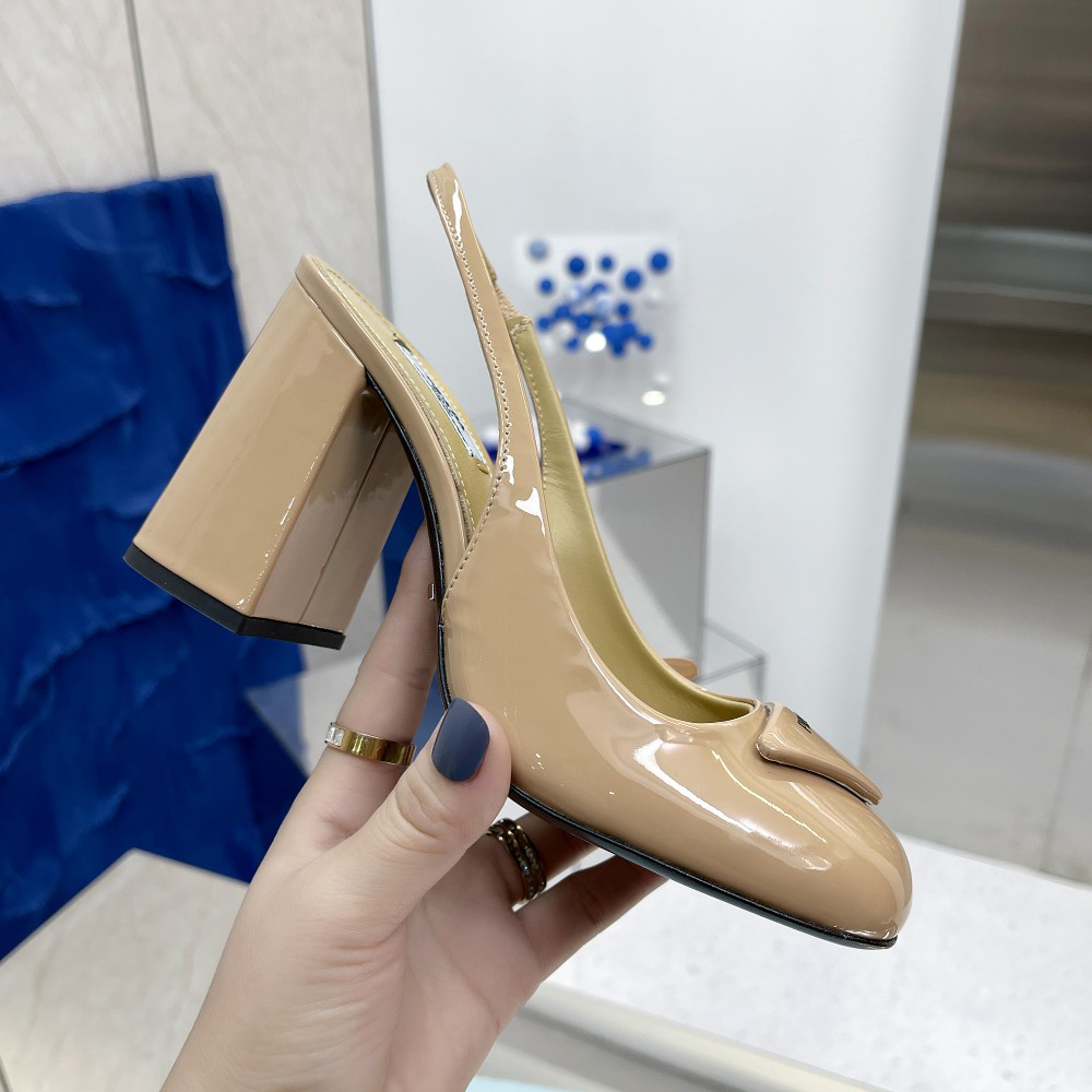 Prada Patent Leather Sling-Back Pumps - FashionPlug