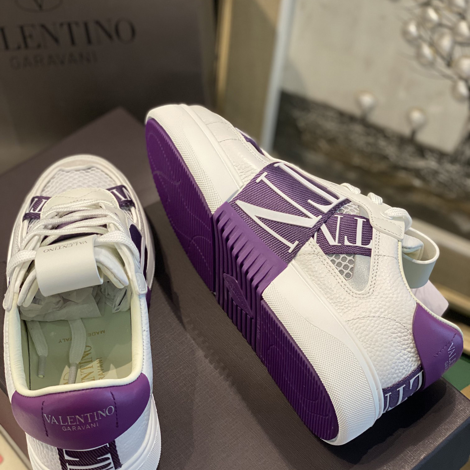 Valenti Low-Top Calfskin And Mesh VL7N Sneaker With Bands - FashionPlug