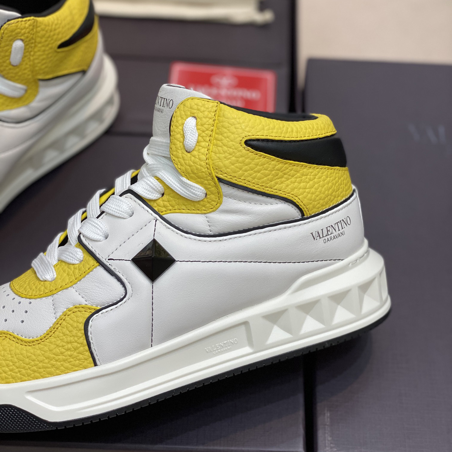 Valenti One Stud Mid-Top Nappa Sneaker - FashionPlug