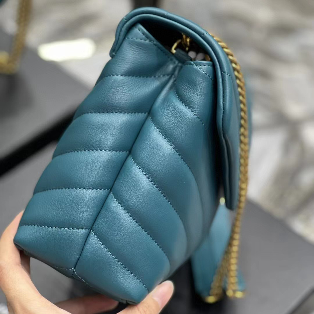 Saint Laurent Loulou Small Chain Bag In Matelasse ''Y'' Leather(23-17-9cm) - FashionPlug