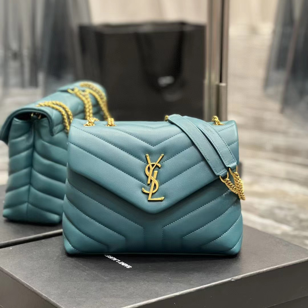 Saint Laurent Loulou Small Chain Bag In Matelasse ''Y'' Leather(23-17-9cm) - FashionPlug