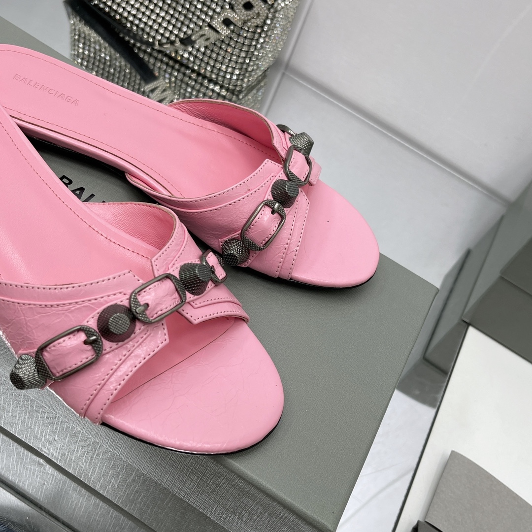 Balenciaga Cagole Sandal In Pink Arena Lambskin - FashionPlug