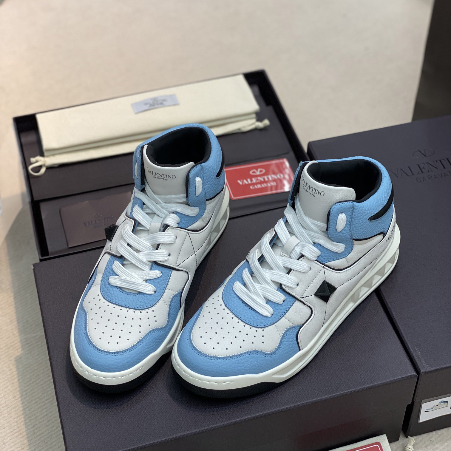 Valenti  One Stud Mid-Top Nappa Sneaker - FashionPlug