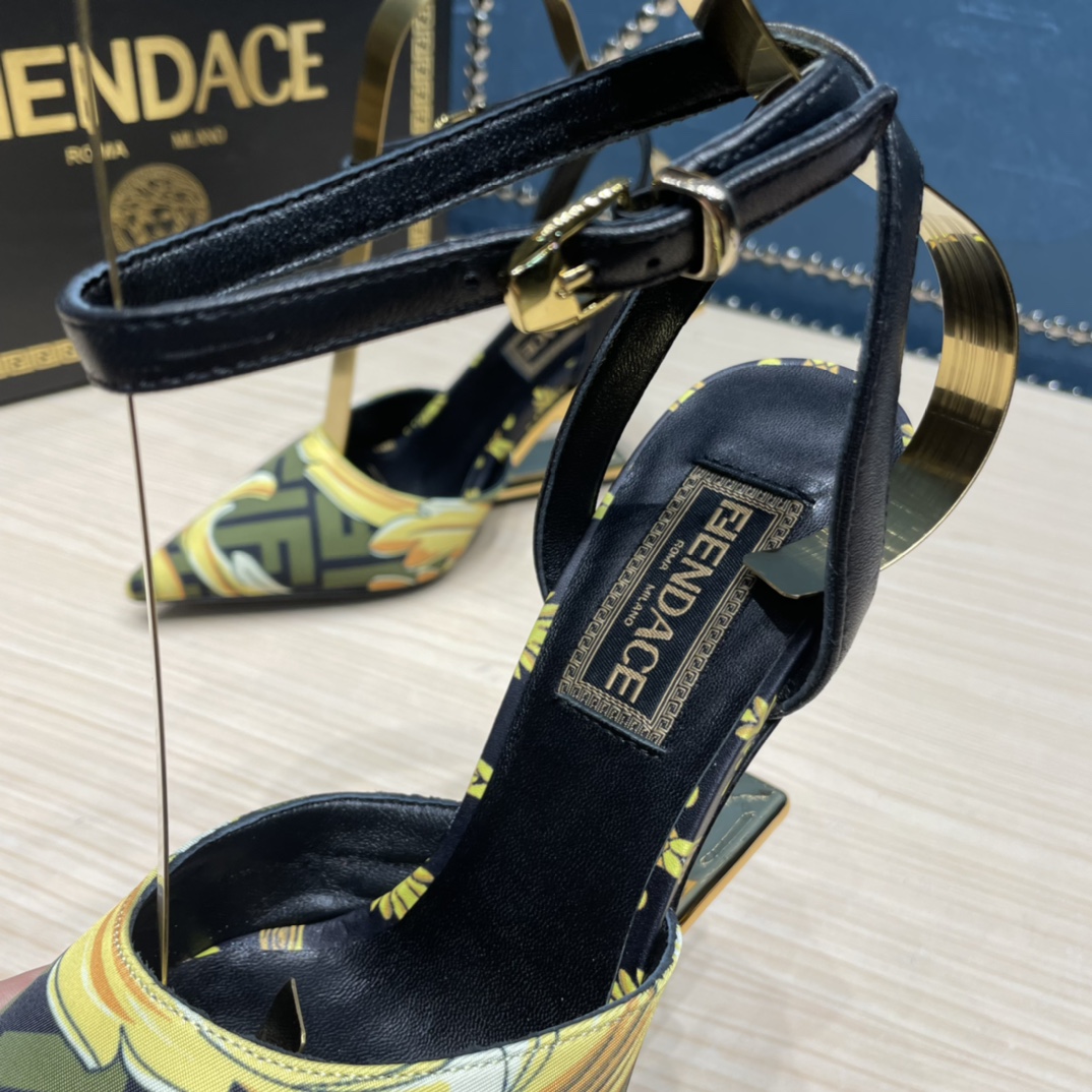 Fendi x Versace Fendace Printed Silk High-Heeled Slingbacks - FashionPlug