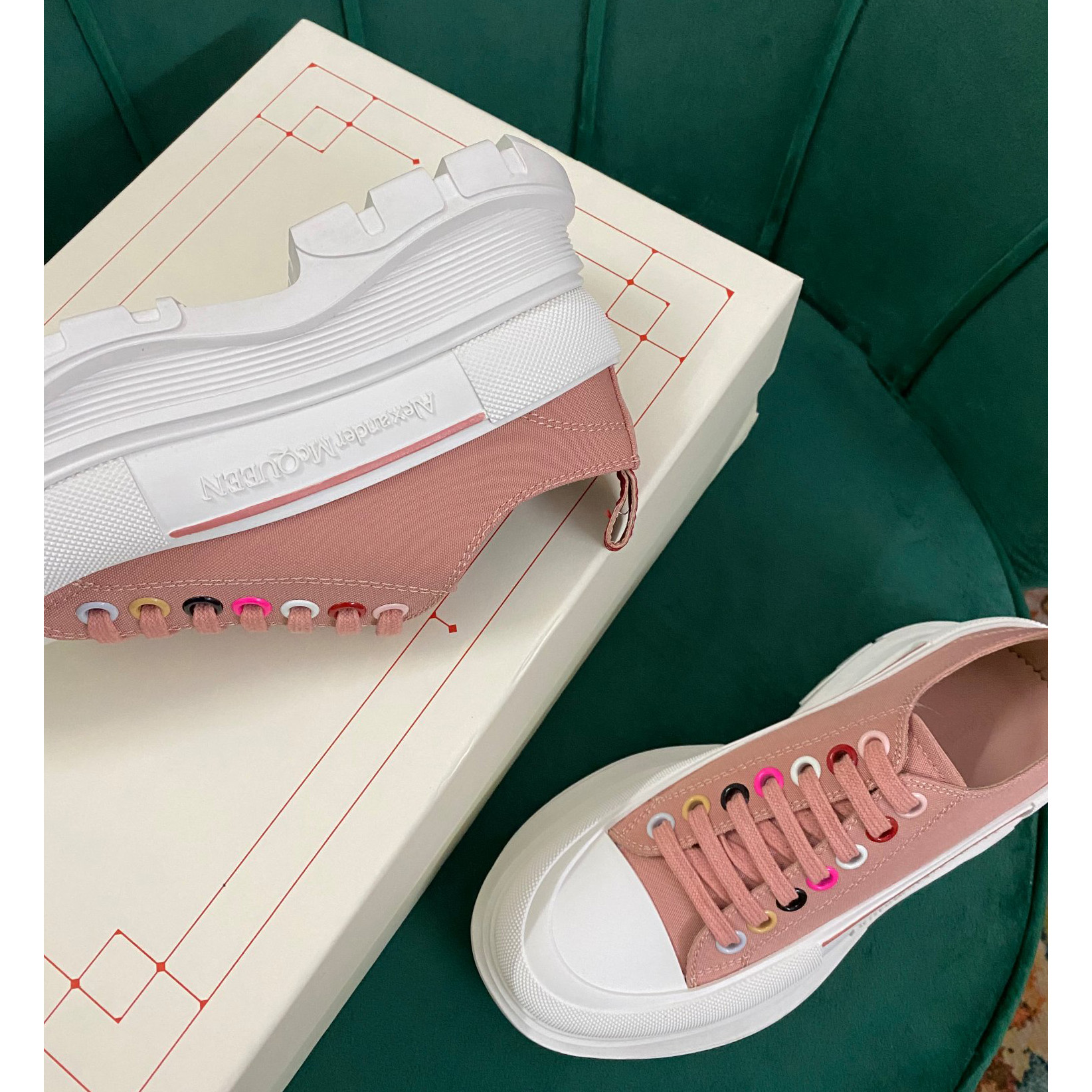 Alexander Mqueen Women's Tread Slick Lace Up In Magnolia - FashionPlug