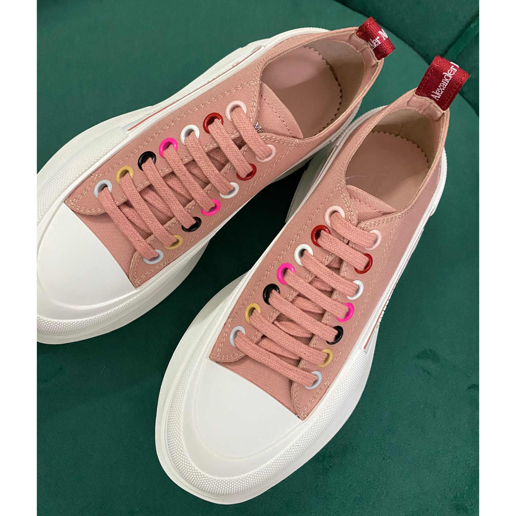 Alexander Mqueen Women's Tread Slick Lace Up In Magnolia - FashionPlug