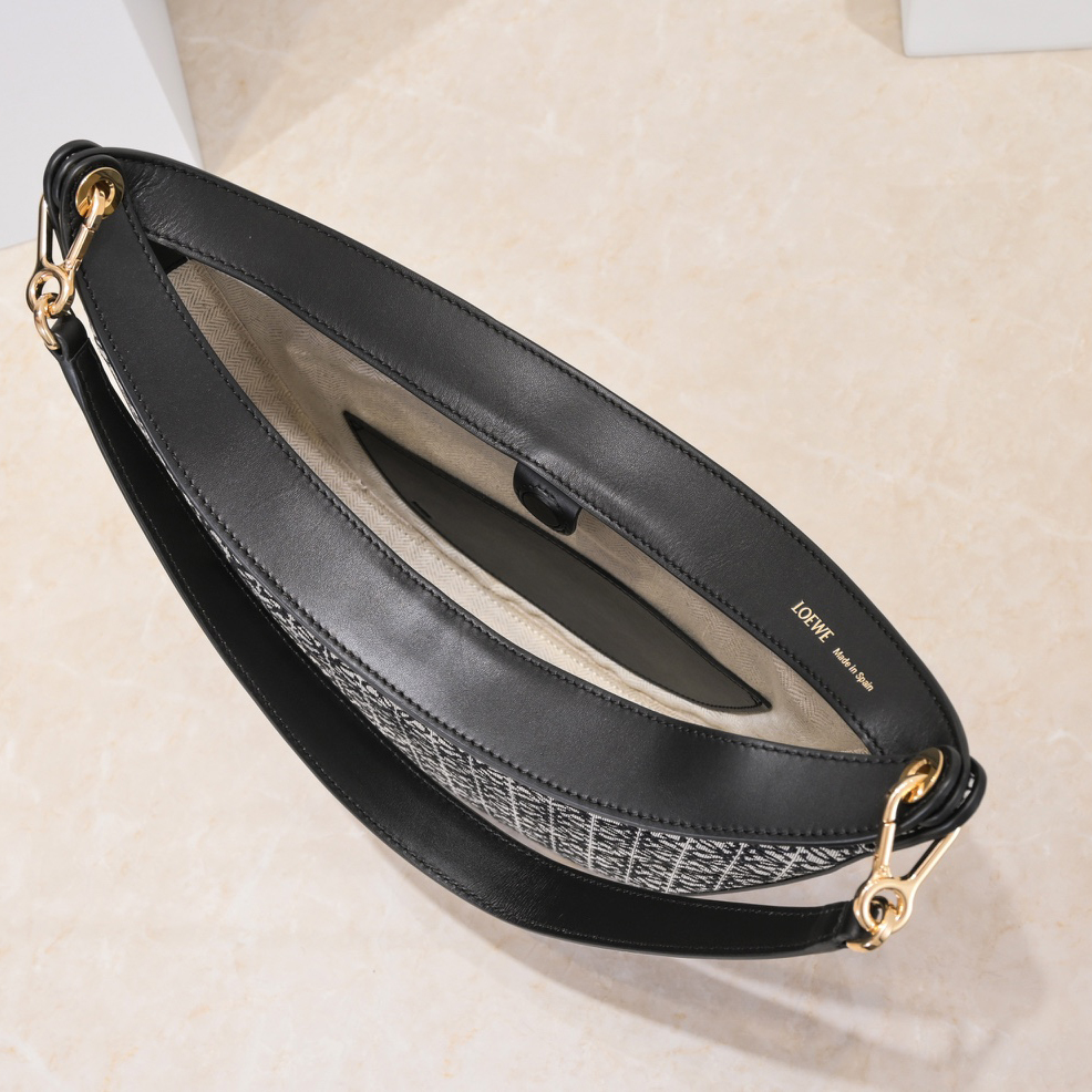Loewe Luna Bag In Anagram Jacquard And Classic Calfskin(29.5-27-8cm) - FashionPlug