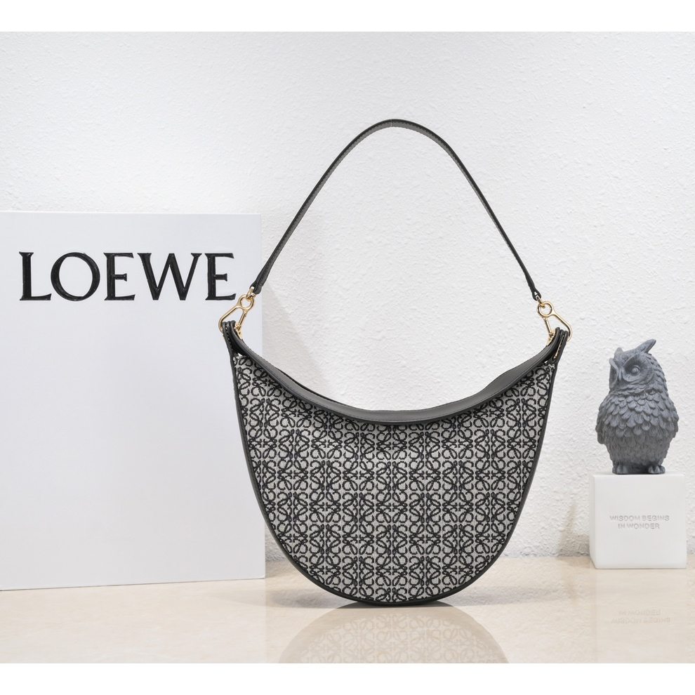 Loewe Luna Bag In Anagram Jacquard And Classic Calfskin(29.5-27-8cm) - FashionPlug