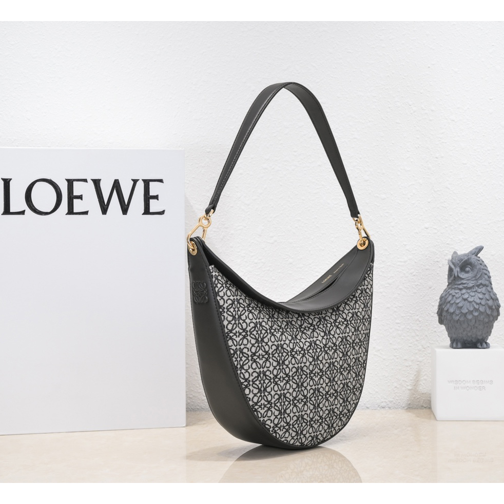 Loewe Luna Bag In Anagram Jacquard And Classic Calfskin(29.5-27-8cm) - FashionPlug