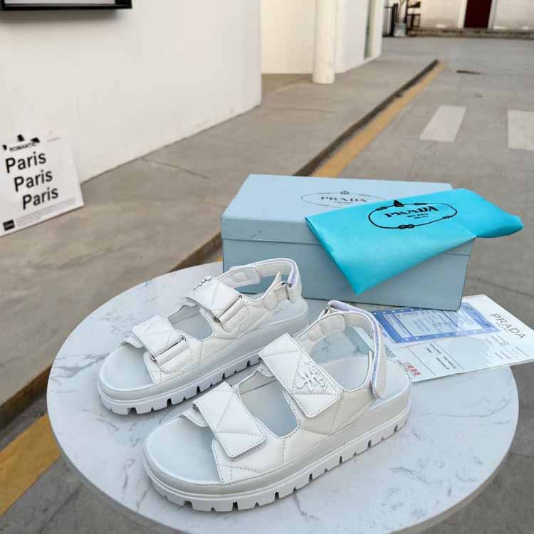 Prada Padded Nappa Leather Sandals - FashionPlug