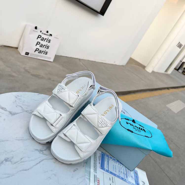 Prada Padded Nappa Leather Sandals - FashionPlug