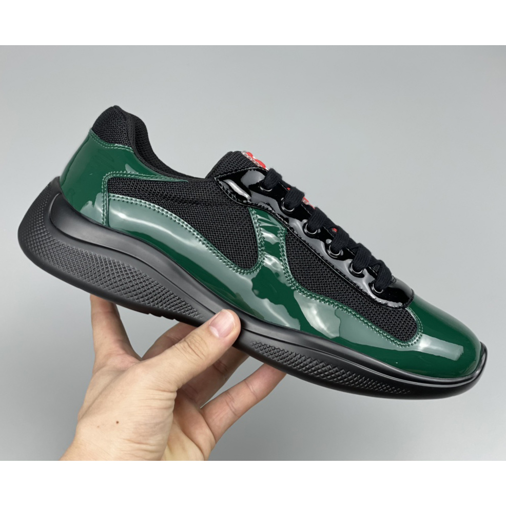 Prada Male America's Cup Sneaker In Bottle Green/Black - FashionPlug
