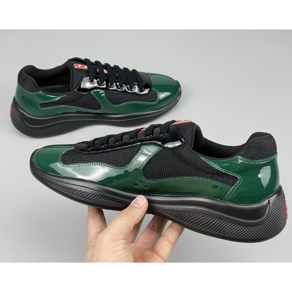 Prada Male America's Cup Sneaker In Bottle Green/Black - FashionPlug