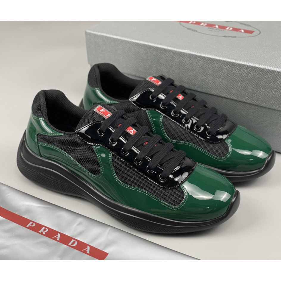 Prada Male America's Cup Sneaker In Bottle Green/Black - FashionPlug