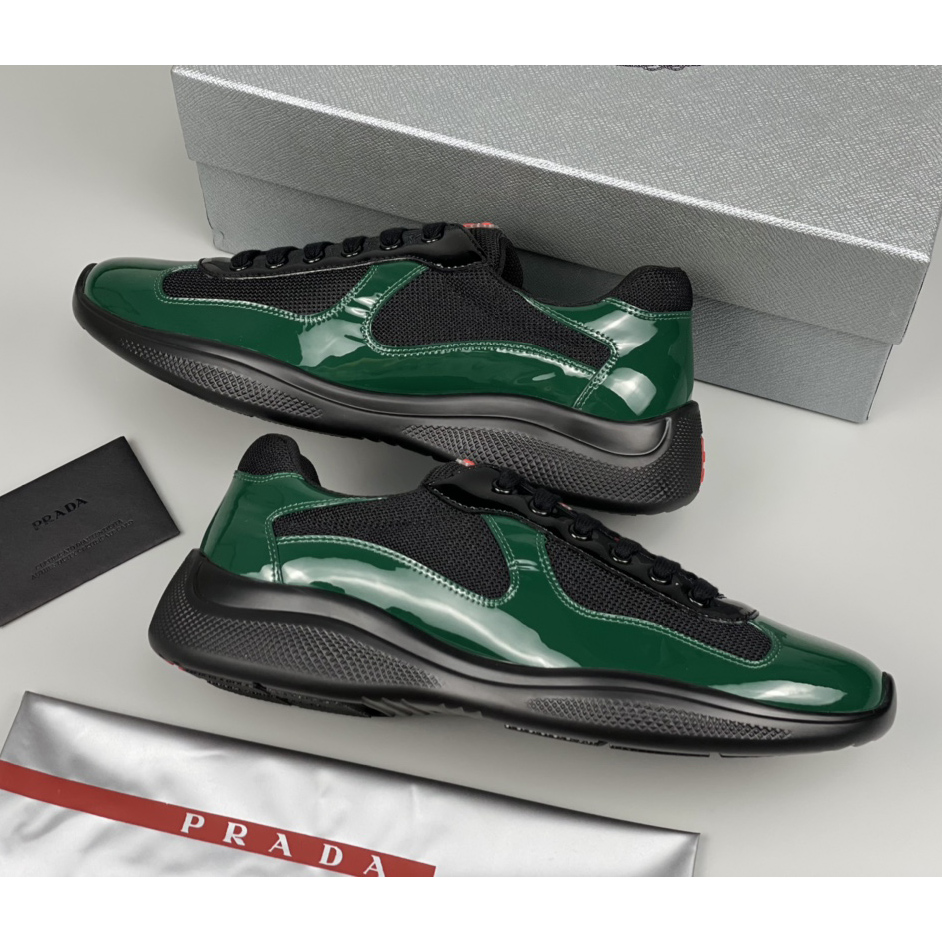 Prada Male America's Cup Sneaker In Bottle Green/Black - FashionPlug