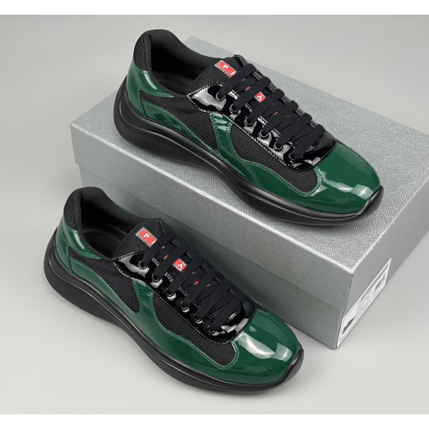 Prada Male America's Cup Sneaker In Bottle Green/Black - FashionPlug