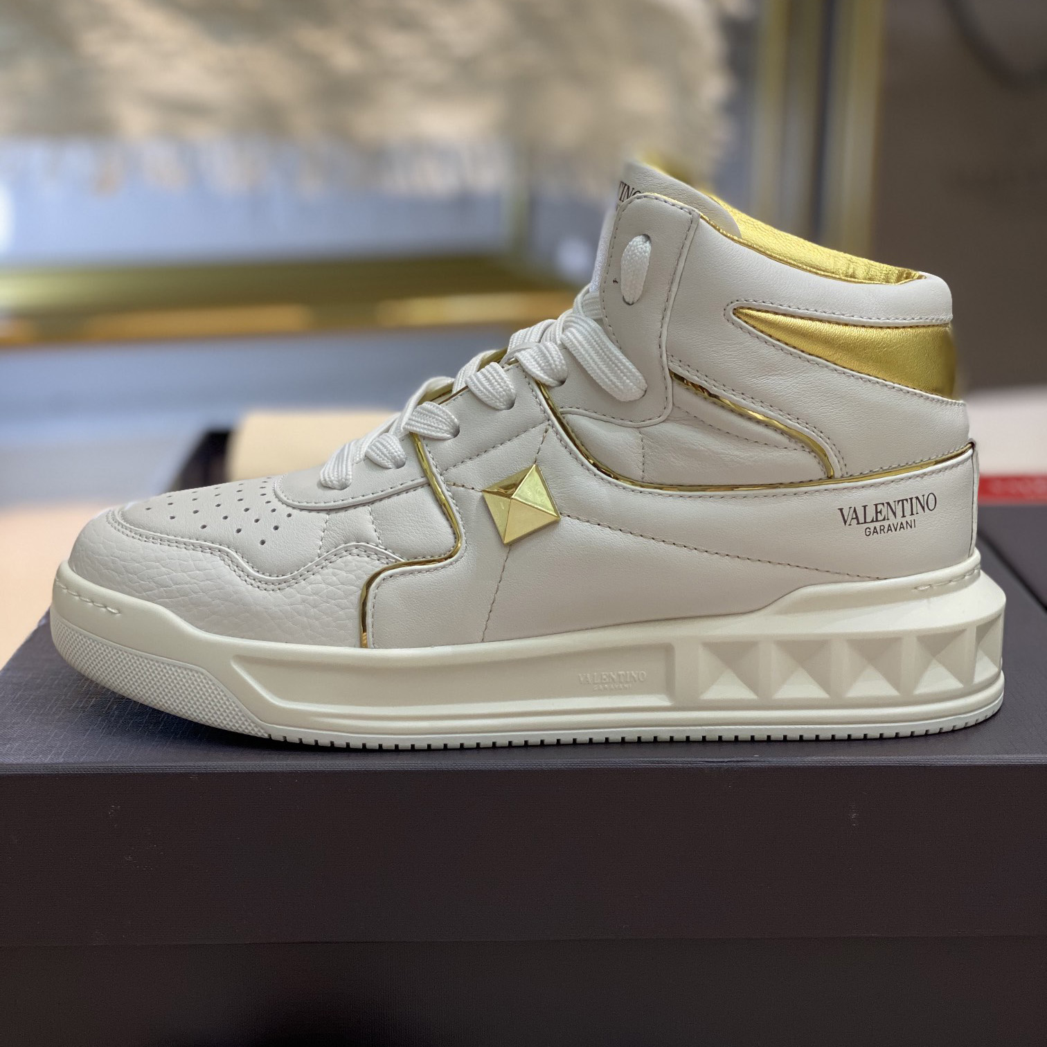Valenti One Stud Mid-Top Nappa Sneaker - FashionPlug