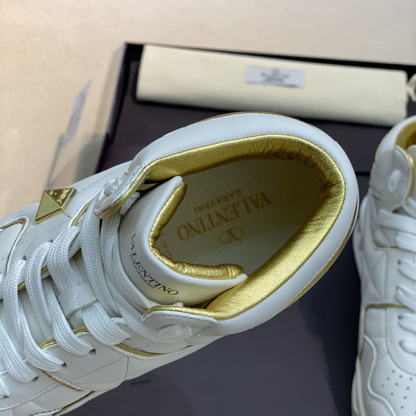 Valenti One Stud Mid-Top Nappa Sneaker - FashionPlug
