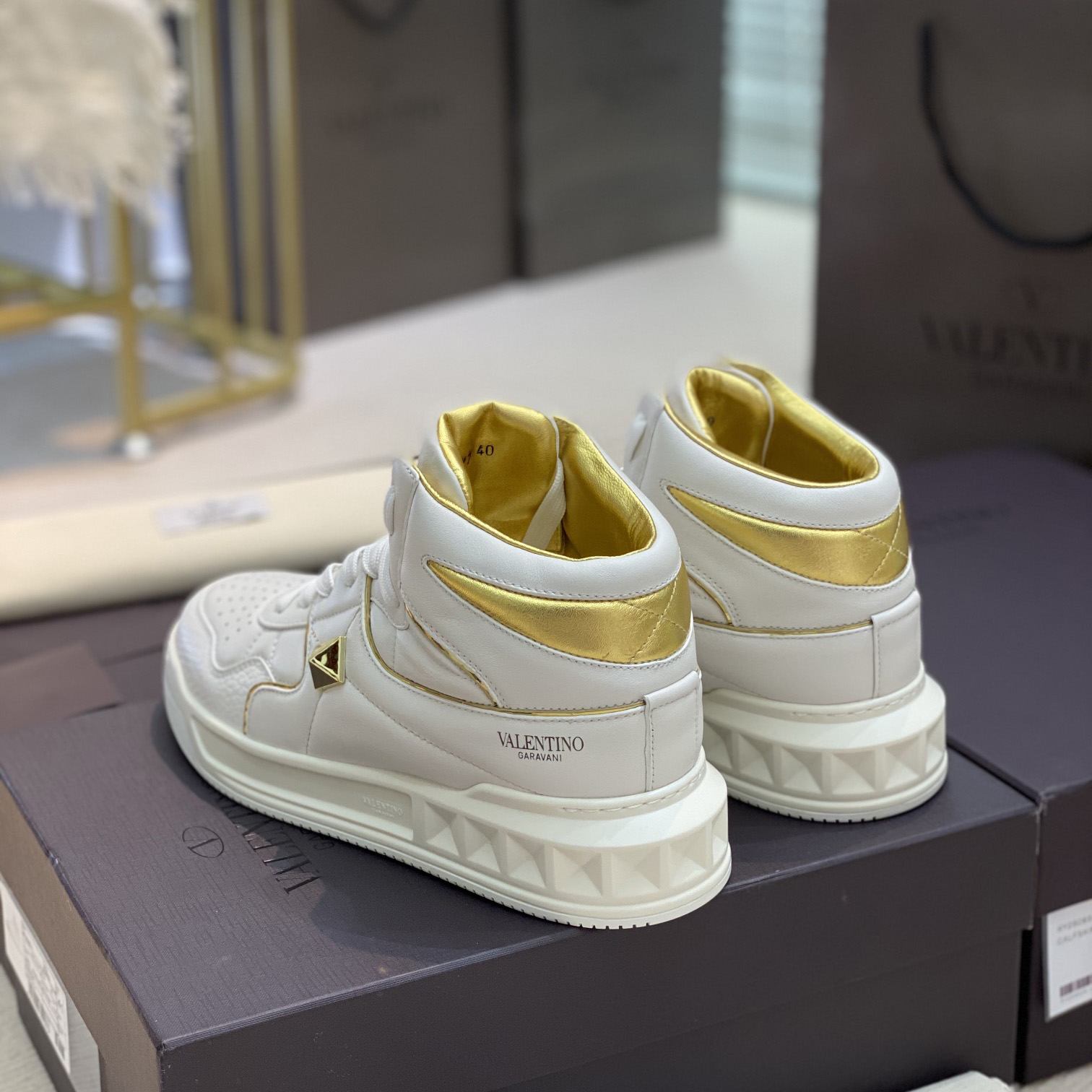 Valenti One Stud Mid-Top Nappa Sneaker - FashionPlug