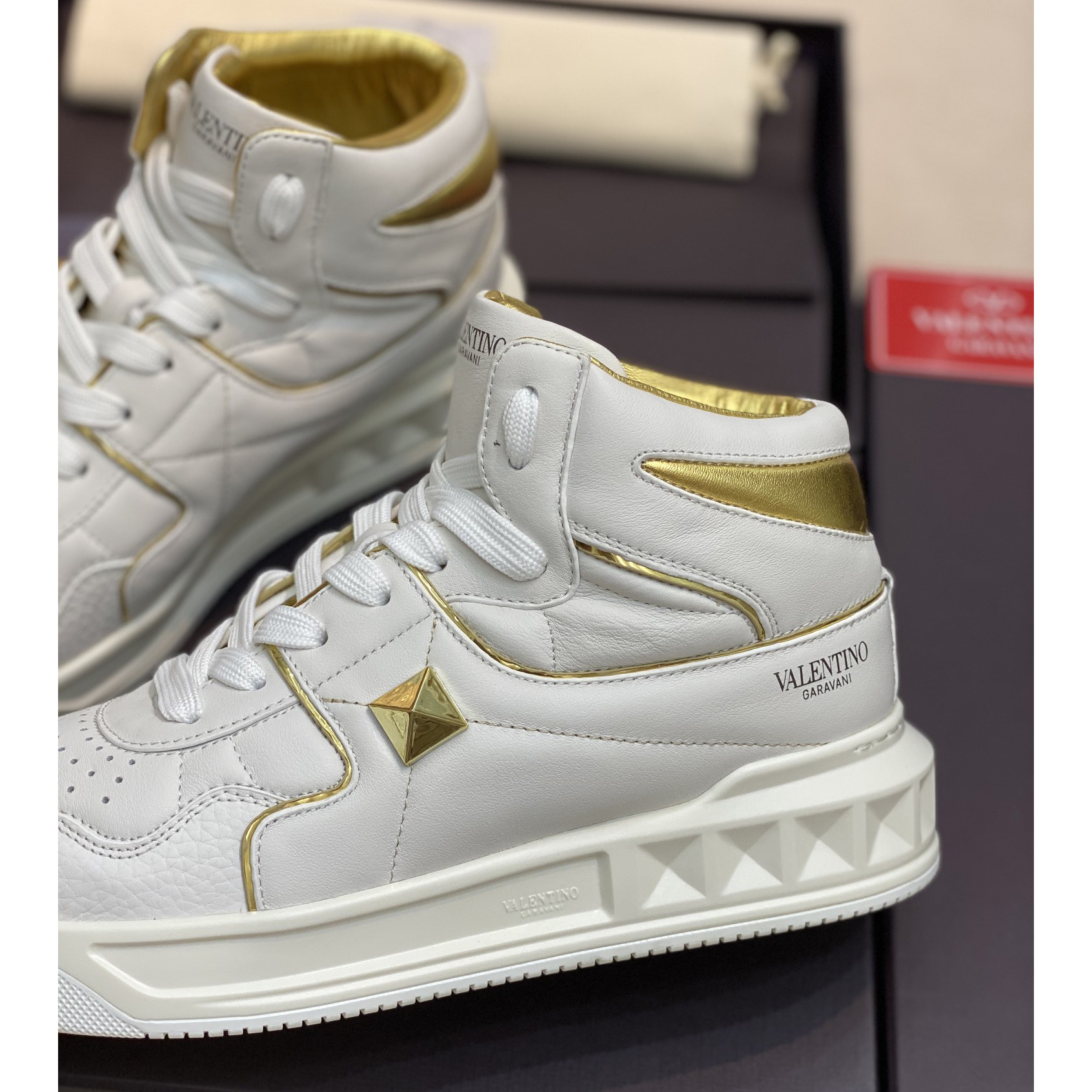 Valenti One Stud Mid-Top Nappa Sneaker - FashionPlug