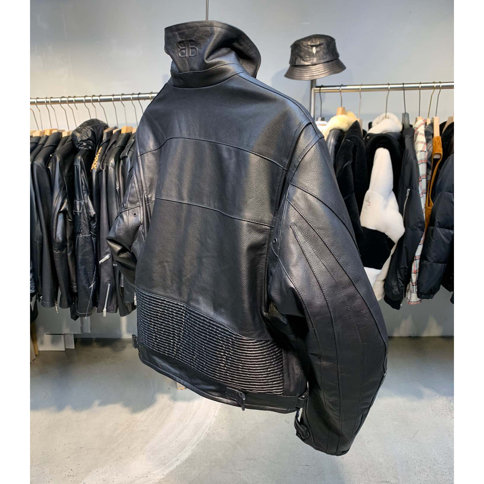 Balenciaga Upcycled Biker Jacket In Black Calfskin - FashionPlug